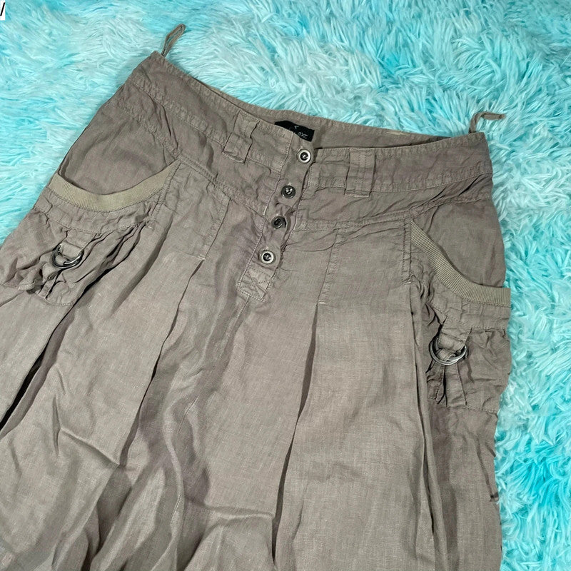 Vintage Y2K Beige Cargo Mini Skirt Next - Size 12
