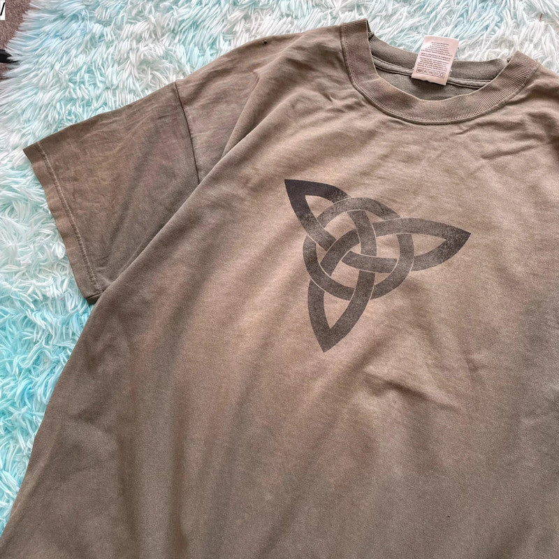 Vintage 90s Khaki Celtic Herron Knot Graphic T Shirt - XL