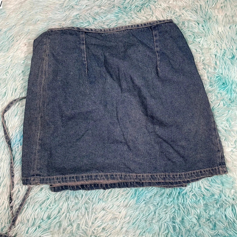 Vintage 90s Denim Wrap Skirt Mini