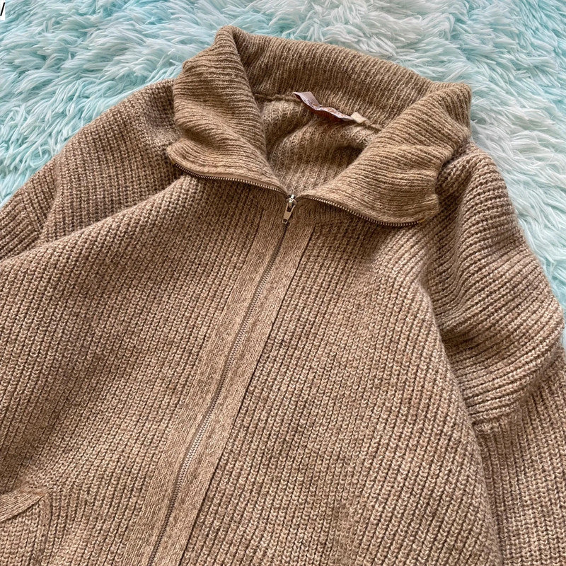 Vintage 90s Beige Heavyweight Knitted Jumper Wool France - Large