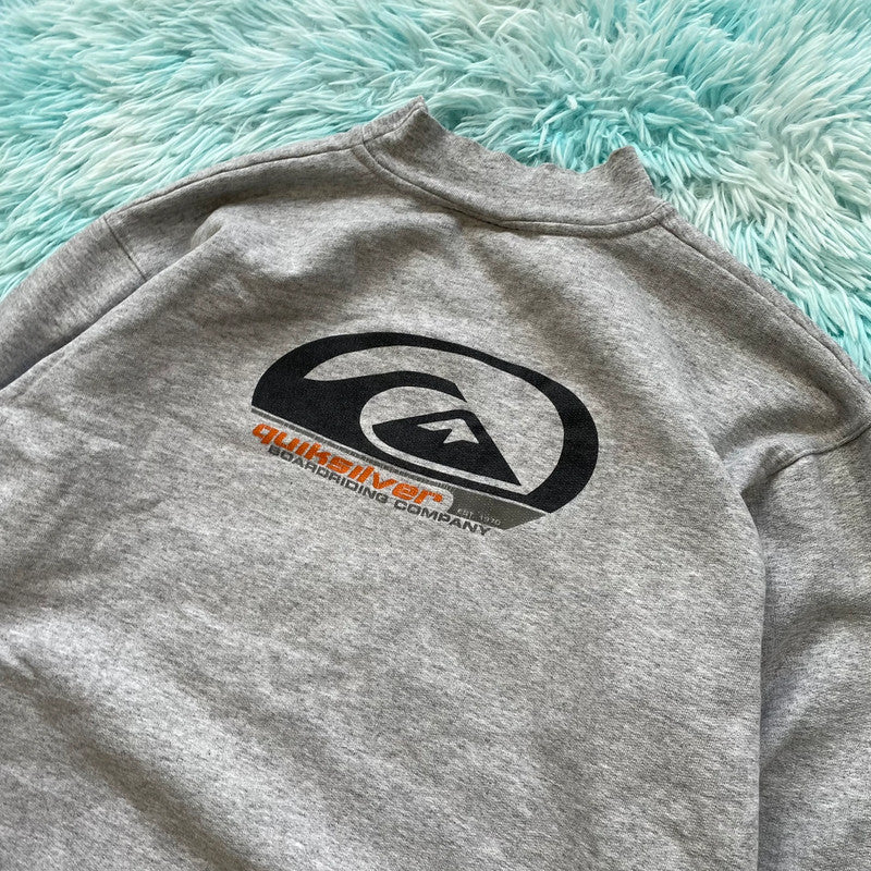 Vintage 90s Grey Quiksilver Sweatshirt Graphic - Small