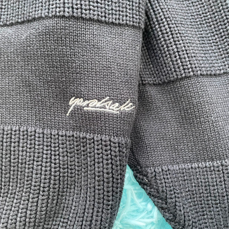 Black Yardsale Heavyweight Knitted Jumper Full Zip - Small