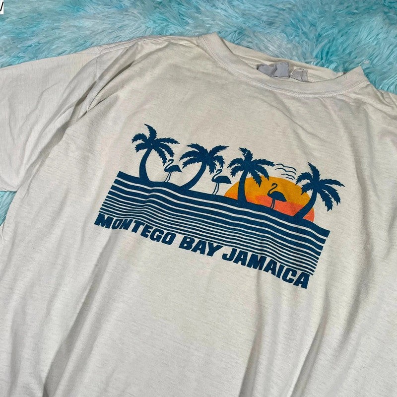 Vintage 90s White Jamaica Graphic T Shirt - Large