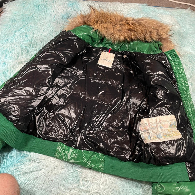 Vintage Green Moncler Puffer Jacket Alpes Fur Hood - Womens Large