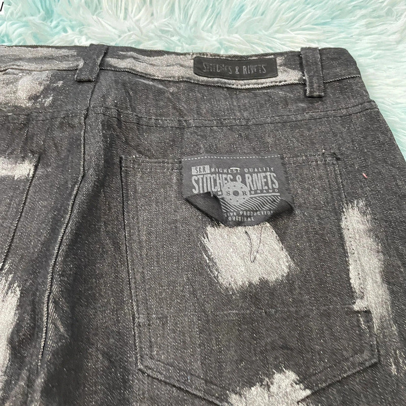 Vintage 90s Black Jean Shorts - 36W