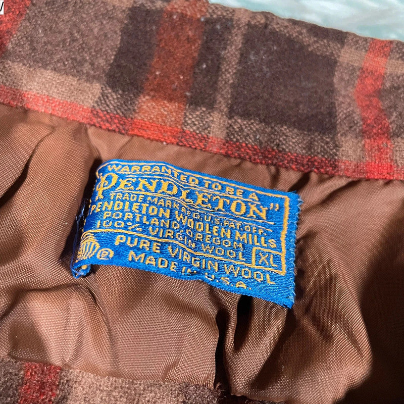 Vintage 90s Brown Chequered Pendleton Flannel Shirt - XL