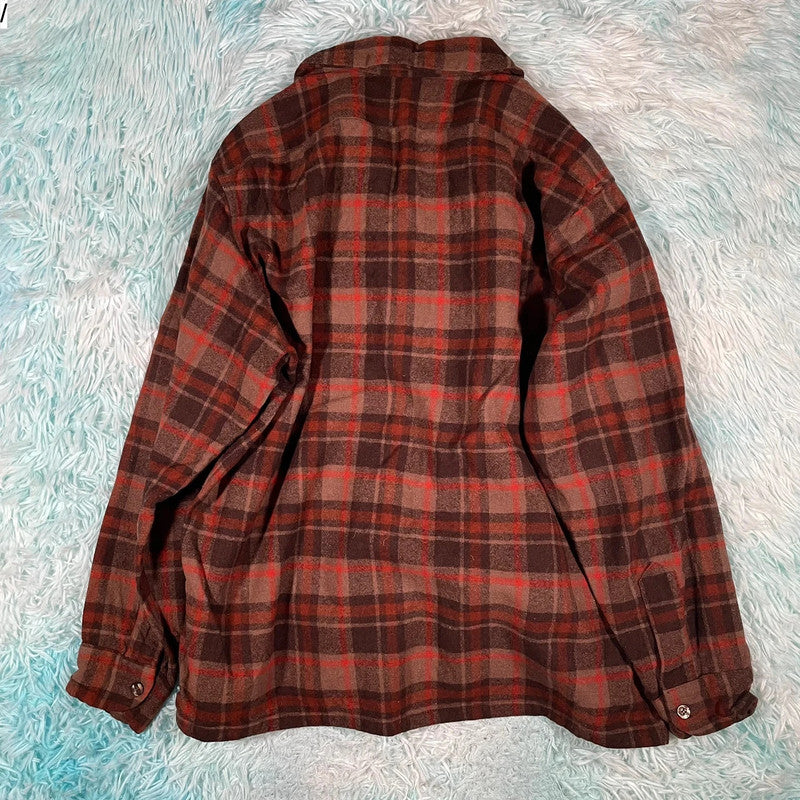 Vintage 90s Brown Chequered Pendleton Flannel Shirt - XL