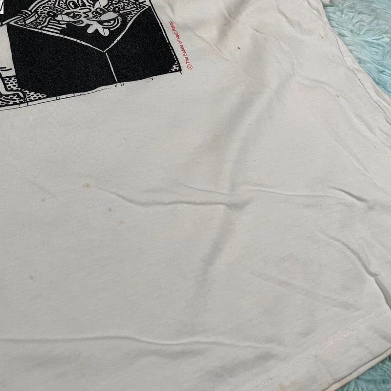 Vintage 00s White Keith Haring Graphic T Shirt - Small