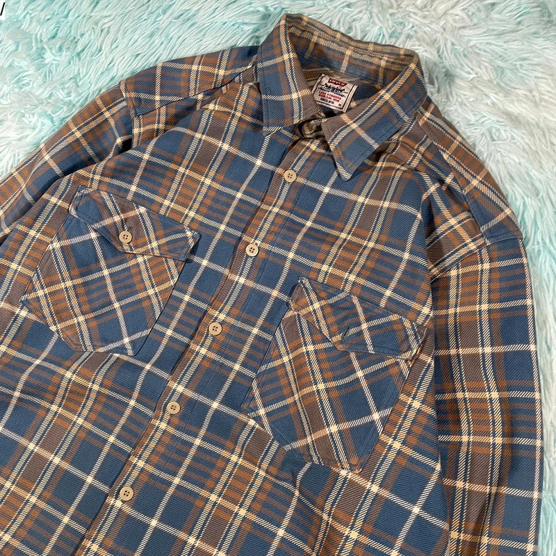 Vintage 90s Blue & Cream Levi’s Flannel Shirt - Medium