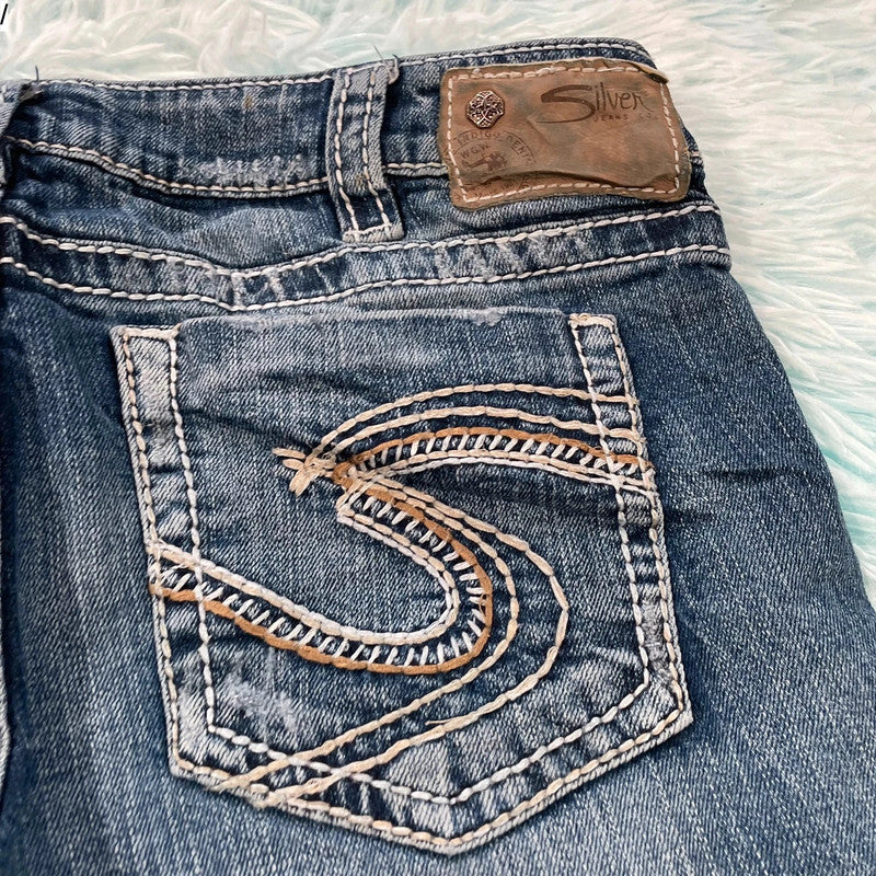 Vintage Y2K Silver Denim Jean Shorts Jorts Hot Pants - 31W