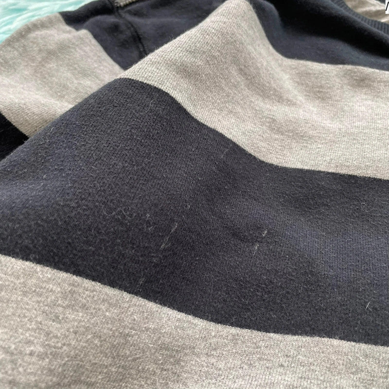 Grey & Black Striped Nike Sweatshirt - Large