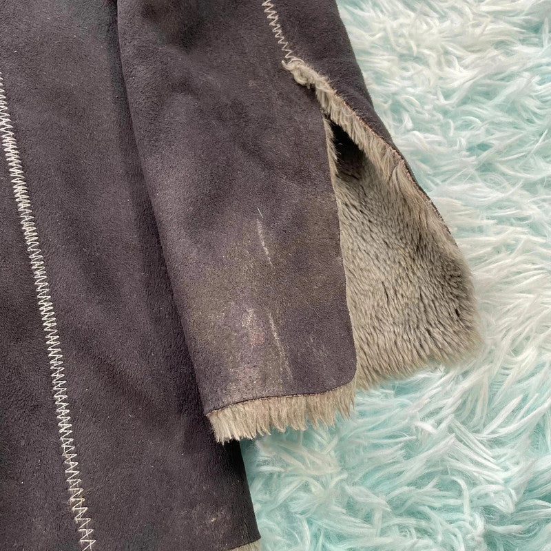 Vintage Black Diesel Faux Suede Fur Jacket - Large