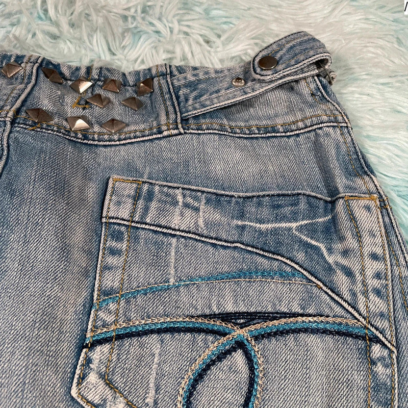 Vintage 00s Denim Mini Skirt - Medium