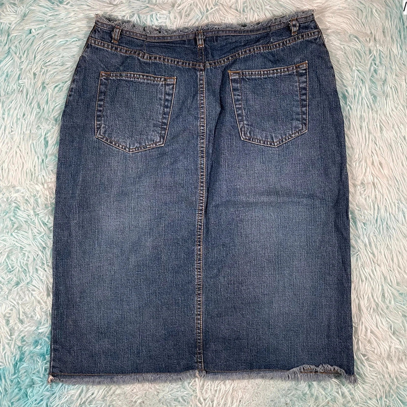 Vintage 00s Denim Skirt Pencil - Size 14