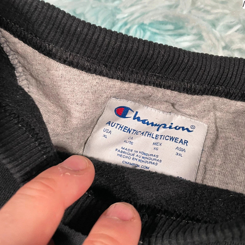 Black Champion Sweatshirt Spellout - XL