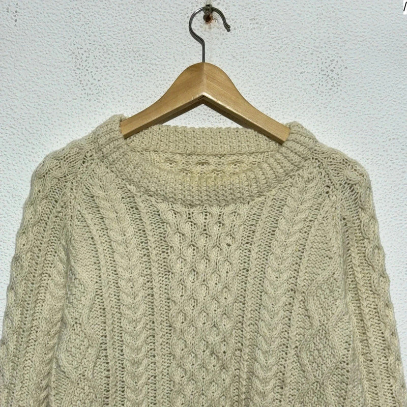 Vintage Cream Arran Knit Jumper Cable - Large