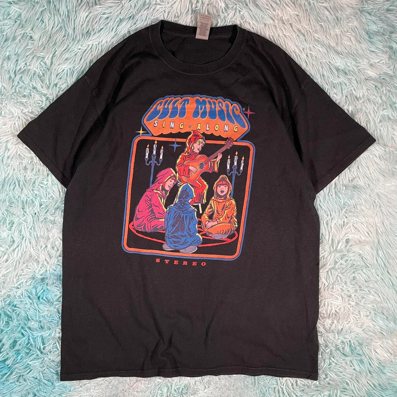Black Cult Music Graphic T Shirt - Large