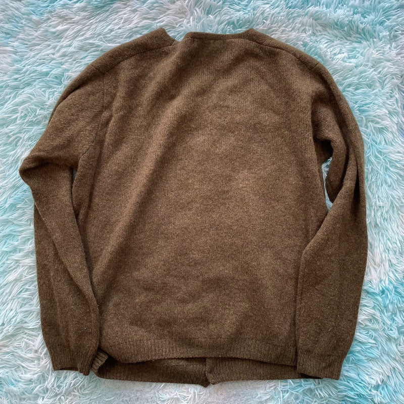 Khaki Sirplus Cashmere Cardigan Jumper - Medium