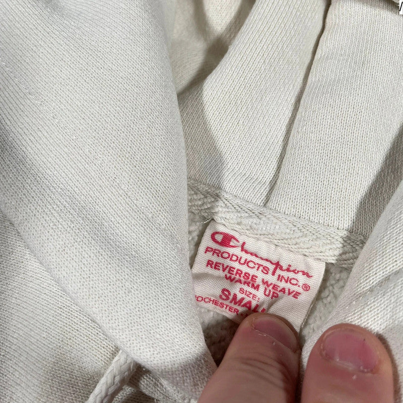 White Champion Reverse Weave Hoodie Plain - Small