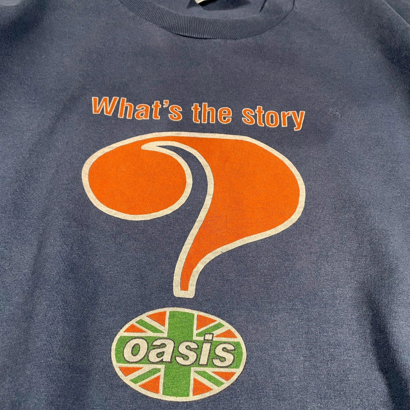 Vintage 1995 Oasis Band T Shirt What the Story Print - XL