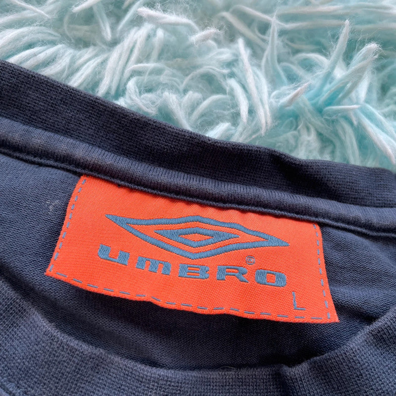 Navy Umbro T Shirt Embroidered Spellout - Large