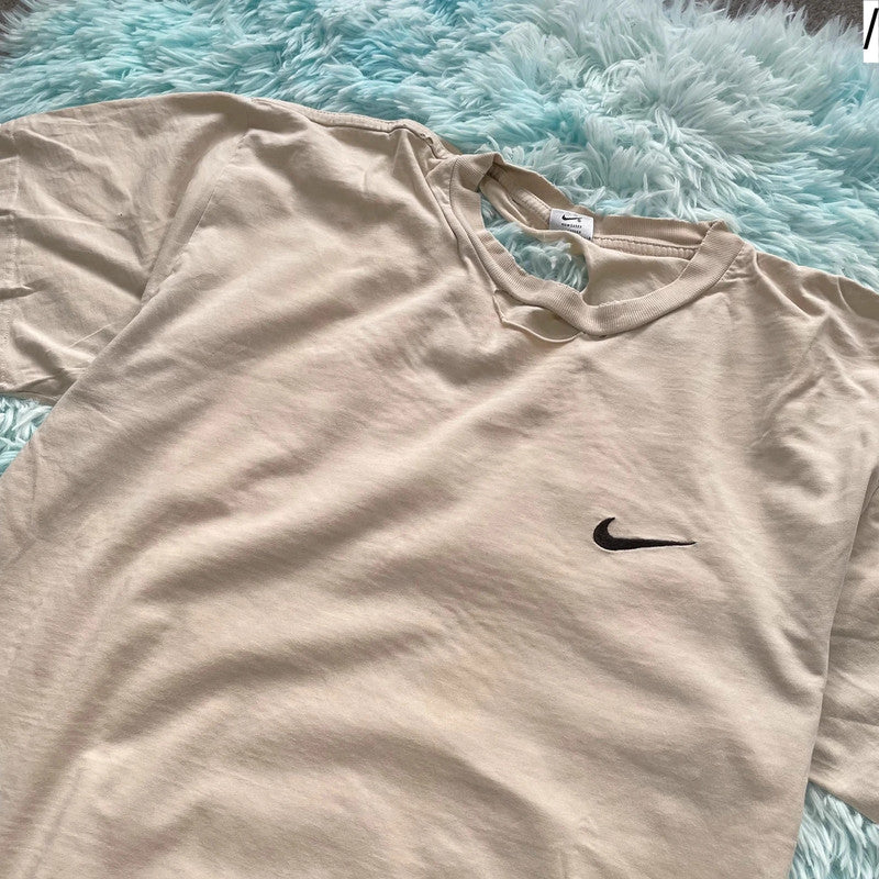 Vintage 90s Thrashed Beige Plain Nike T Shirt - XL