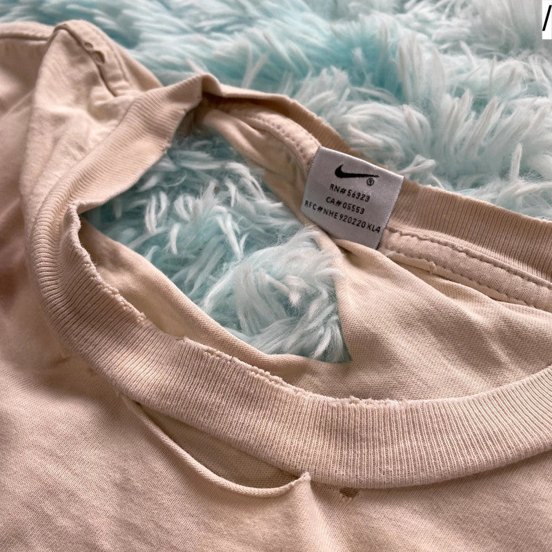Vintage 90s Thrashed Beige Plain Nike T Shirt - XL