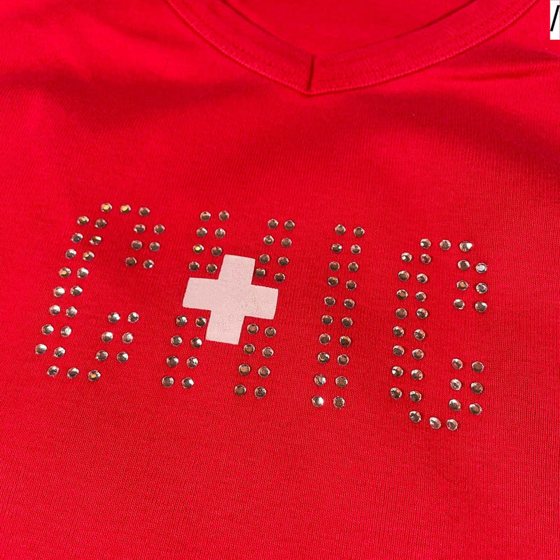 Vintage Y2K Red Chic Swiss Baby Tee - XL