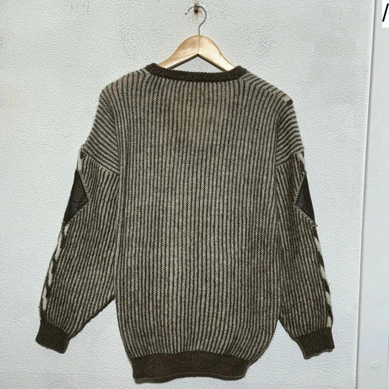Vintage Brown Patterned St Michael Knitted Jumper - Small