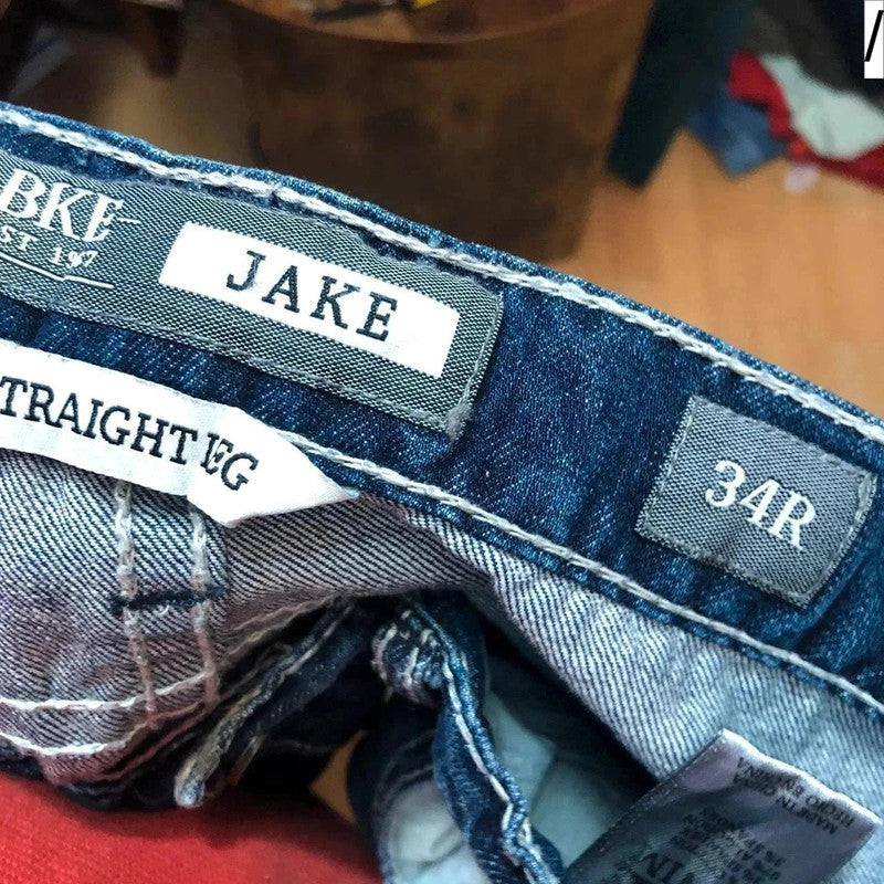Vintage 00s Embroidered Jeans Punk Distressing - 34W