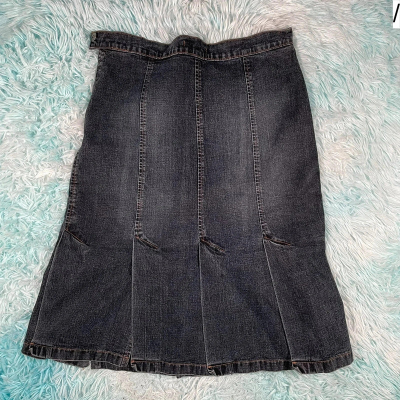 Vintage 00s Denim River Island Skirt Pleated - Size 12