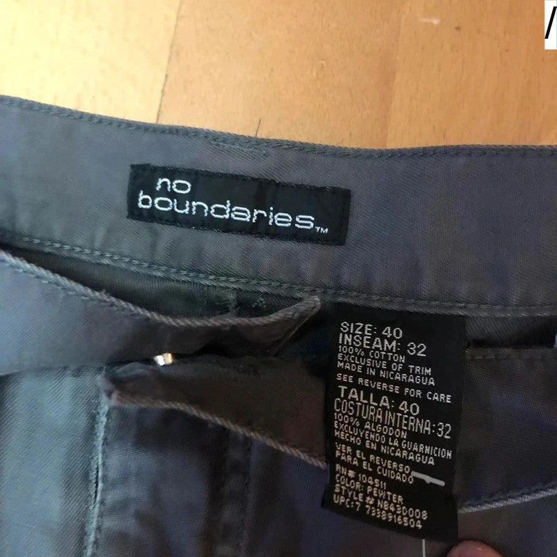 Vintage 00s Grey Baggy Cargo Trousers No Boundaries - 40W 32L
