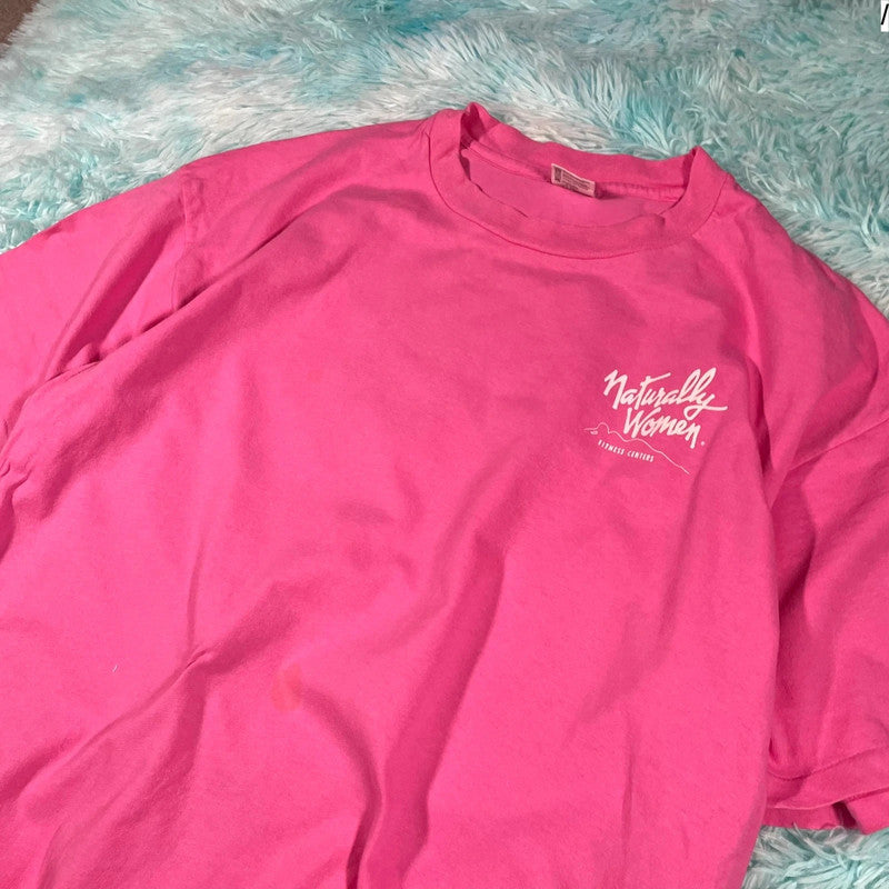 Vintage 90s Pink Female Fitness Graphic T Shirt - XXL