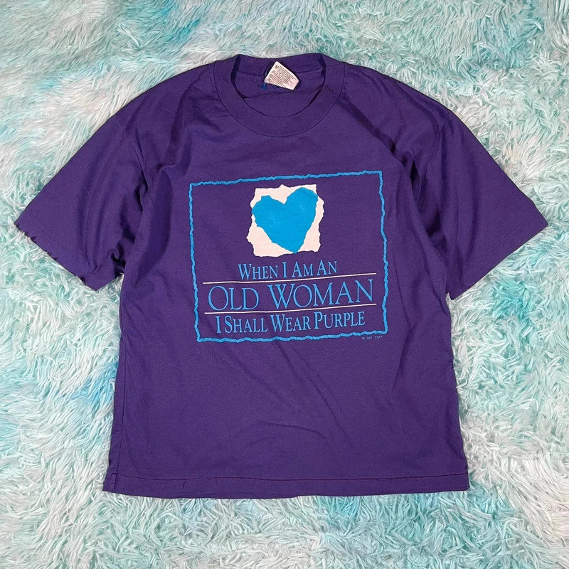 Vintage 90s Purple Woman Graphic T shirt - Largw