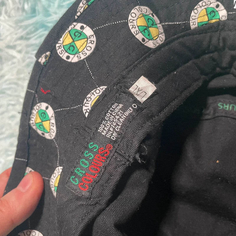 Vintage Black Cross Colours Bucket Hat
