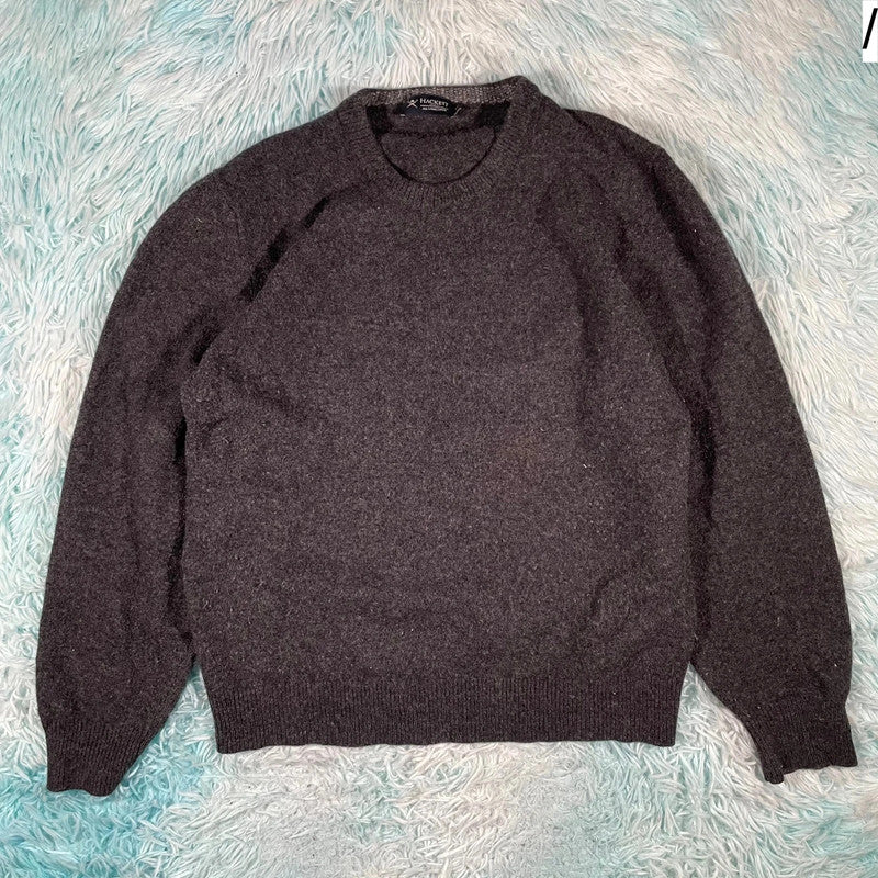 Grey Hackett Lambswool Knitted Jumper - XL
