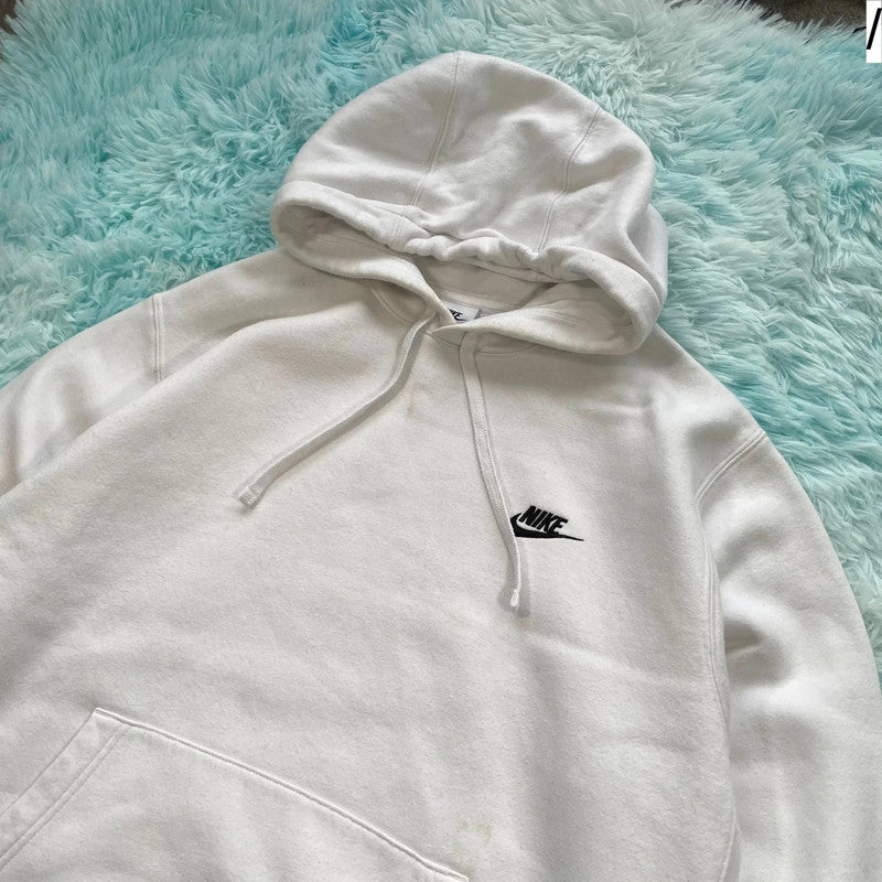 White Nike Hoodie Plain - Large