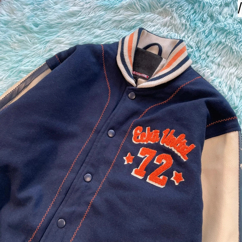 Vintage Navy & White Ecko Unltd Varsity Jacket - Medium