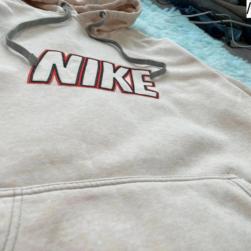 Light Rose Pink Nike Club Hoodie Spellout - Large