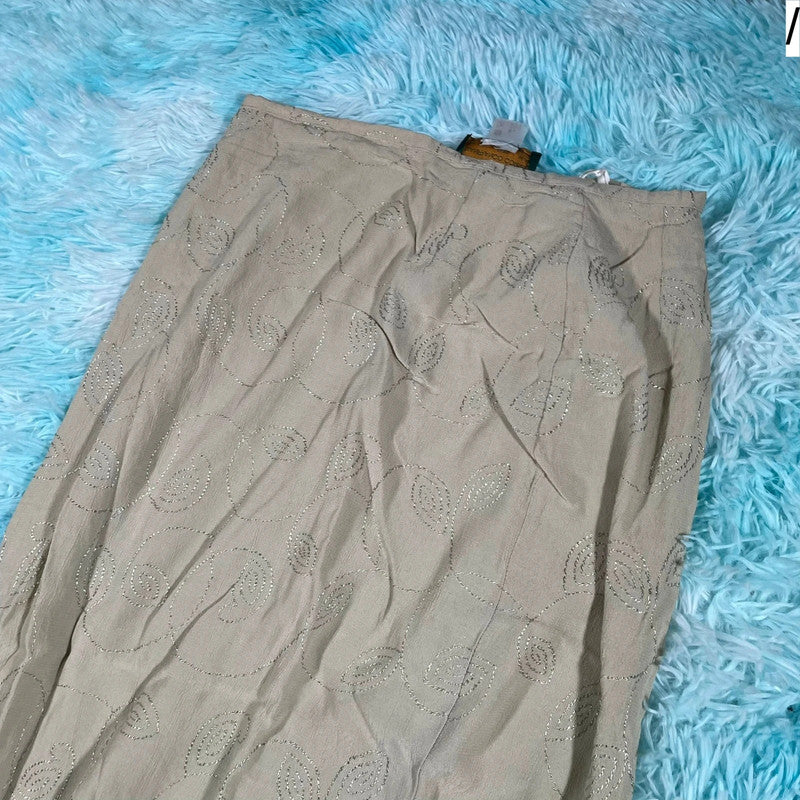 Vintage 90s Beige Patterned Maxi Dress - Size 14