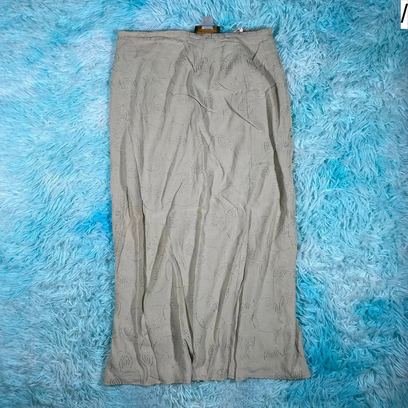 Vintage 90s Beige Patterned Maxi Dress - Size 14