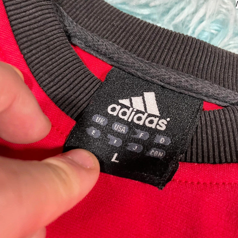 Vintage 00s Red & Black Adidas Sweatshirt - Medium