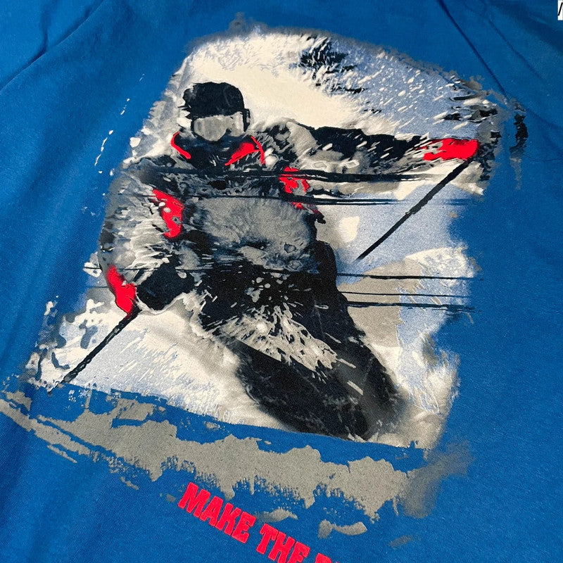Vintage 90s Blue Ski Graphic T Shirt - XL