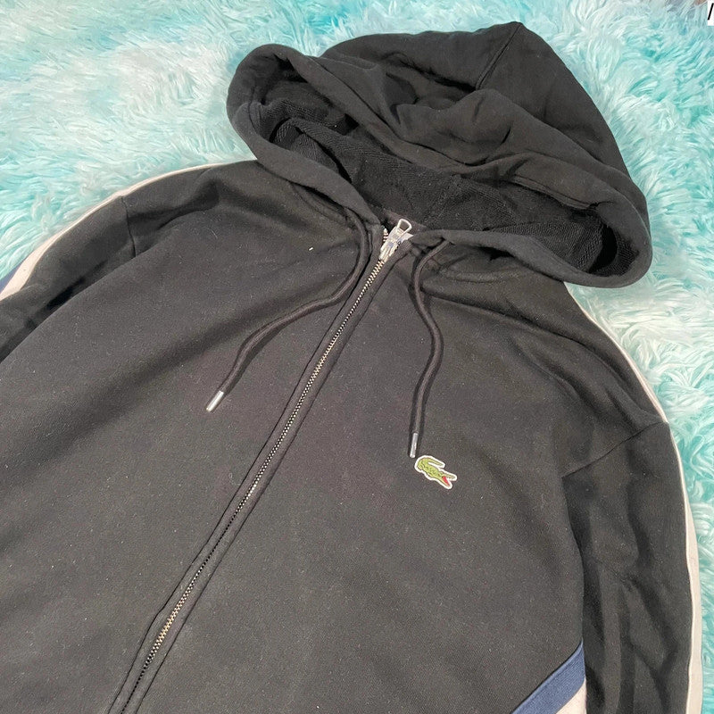 Black Lacoste Full Zip Hoodie - Medium