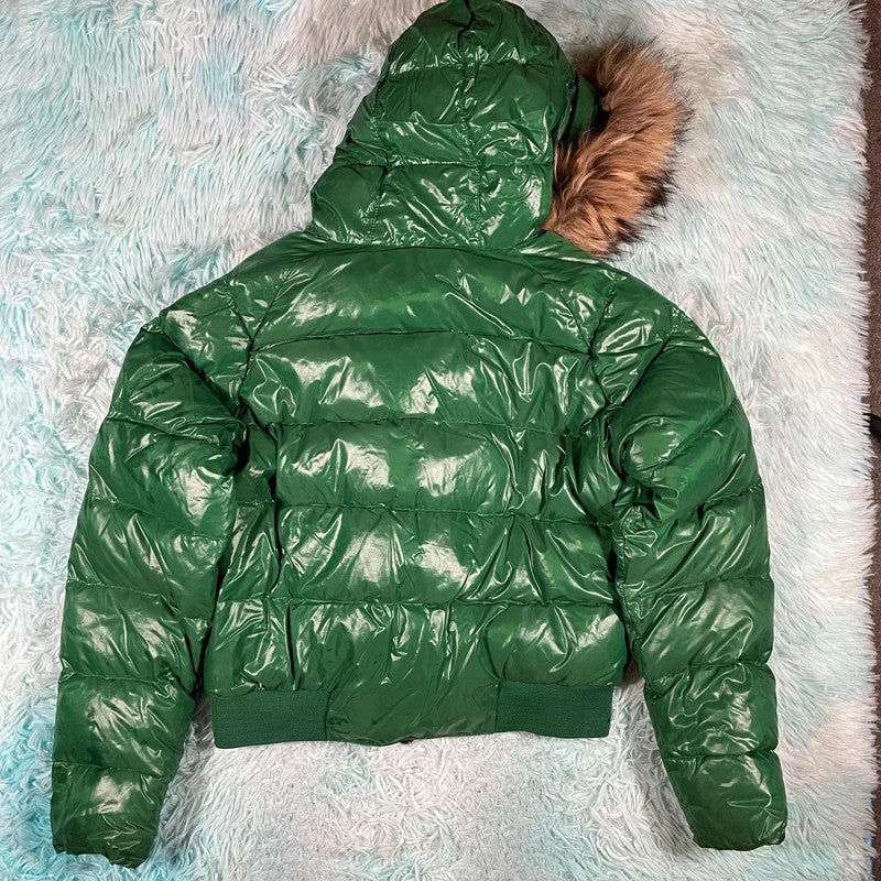 Vintage Green Moncler Puffer Jacket Alpes Fur Hood - Womens Large