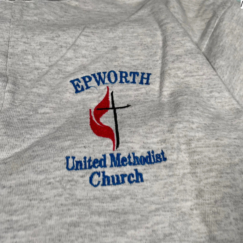 Vintage 90s Grey Henley T Shirt Methodist Church - Medium