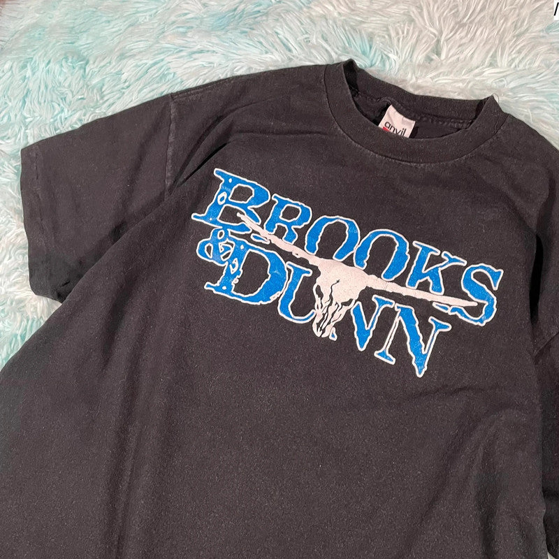 Vintage 90s Black Brooks & Dunn Country Band T Shirt - XL