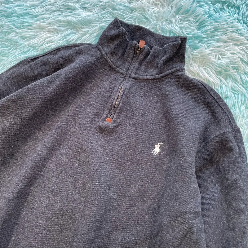 Grey Polo Ralph Lauren 1/4 Zip Sweatshirt - XXL