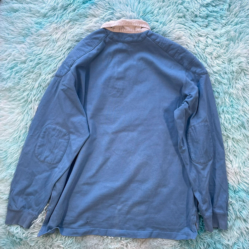 Vintage 90s Blue Polo Ralph Lauren Rugby Shirt - Large