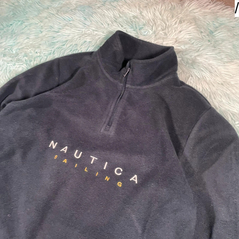 Navy Nautica Sailing 1/4 Zip Fleece Jumper - Large